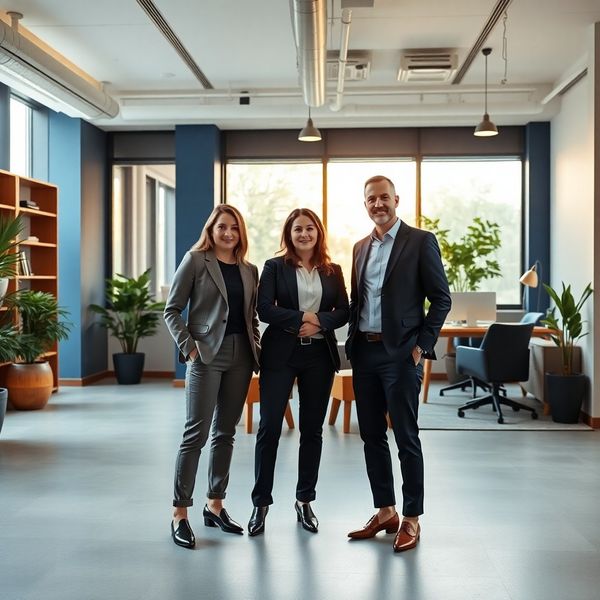Trei consultanți InsightCanvas într-un birou modern din Timișoara